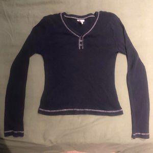 Nevada, Navy Blue Long Sleeve Top. Size US M.